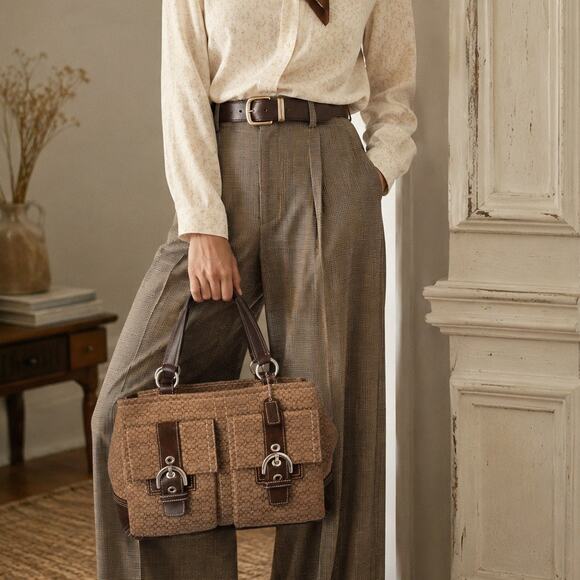Coach Handbags - Coach Large Expandable Soho Purse - Brown Signature Textile Jacquard
